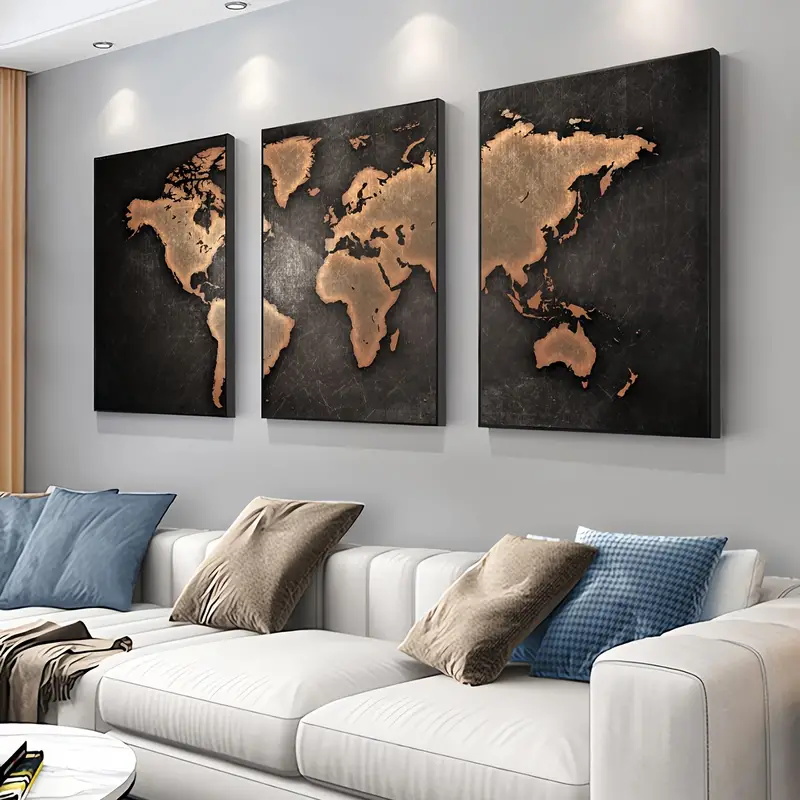 Retro World Map 3pcs/set Canva - Star Map Poster 评论和价格