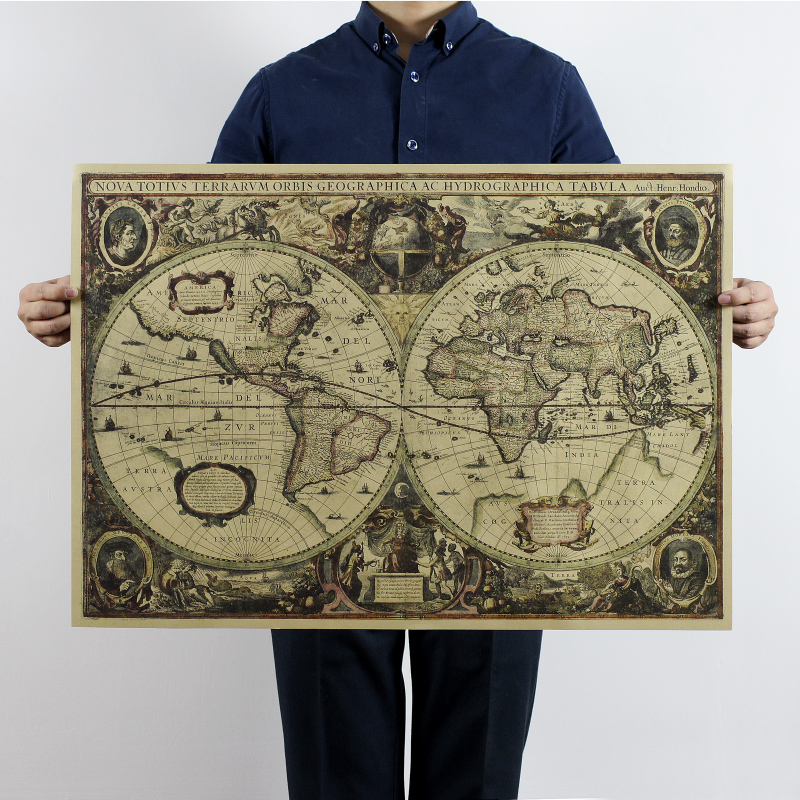 1641 old Nautical chart world  - Star Map Poster 评论和价格