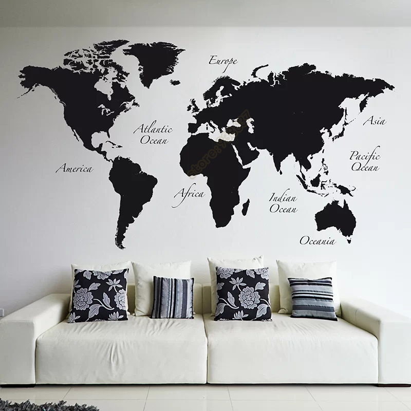 Large World Map Vinyl Wall Dec - Star Map Poster 评论和价格